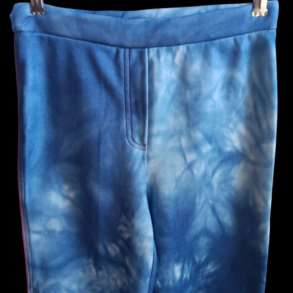 28x32 Vintage Women's Pants Bellbottom 70's Sears Blue Tie-Dye Flared Stretch - Picture 4 of 7